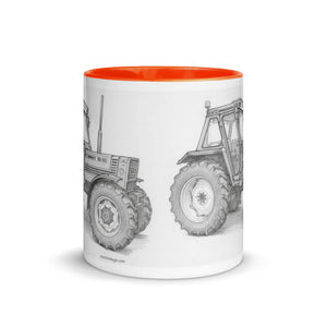 The Tractor Mugs Store FIAT 90-90 DT Pencil Sketch | Mug with Color Inside Quality Farmers Merch