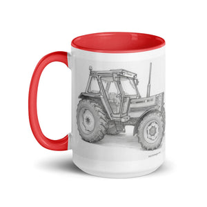 The Tractor Mugs Store FIAT 90-90 DT Pencil Sketch | Mug with Color Inside Quality Farmers Merch