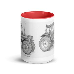 The Tractor Mugs Store FIAT 90-90 DT Pencil Sketch | Mug with Color Inside Quality Farmers Merch
