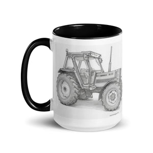 The Tractor Mugs Store FIAT 90-90 DT Pencil Sketch | Mug with Color Inside Quality Farmers Merch
