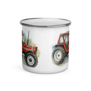The Tractor Mugs Store FIAT 90-90 DT Watercolor | Enamel Mug Quality Farmers Merch