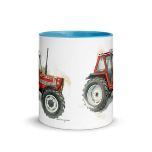 The Tractor Mugs Store FIAT 90-90 DT Watercolor | Mug with Color Inside Quality Farmers Merch