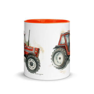 The Tractor Mugs Store FIAT 90-90 DT Watercolor | Mug with Color Inside Quality Farmers Merch