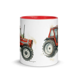 The Tractor Mugs Store FIAT 90-90 DT Watercolor | Mug with Color Inside Quality Farmers Merch