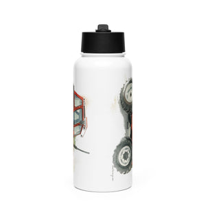 The Tractor Mugs Store FIAT 90-90 DT Watercolor | Stainless steel water bottle with a straw lid Quality Farmers Merch