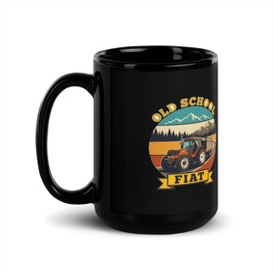 The Tractor Mugs Store FIATAGRI F130 OLD SCHOOL FIAT Outdoor | Black Mug Quality Farmers Merch