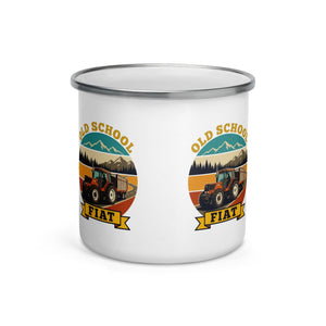 The Tractor Mugs Store FIATAGRI F130 OLD SCHOOL FIAT Outdoor | Enamel Mug Quality Farmers Merch