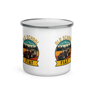 The Tractor Mugs Store FIATAGRI F140 OLD SCHOOL FIAT Outdoor | Enamel Mug Quality Farmers Merch