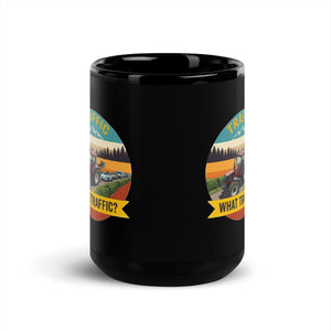 The Tractor Mugs Store FIATAGRI F140 TRAFFIC WHAT TRAFFIC? Outdoor | Black Mug Quality Farmers Merch