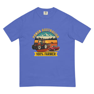 The Tractor Mugs Store Flo Blue FIATAGRI F130 PROUD AUSTRALIAN 100% FARMER Outdoor | Unisex Premium T-shirt Quality Farmers Merch