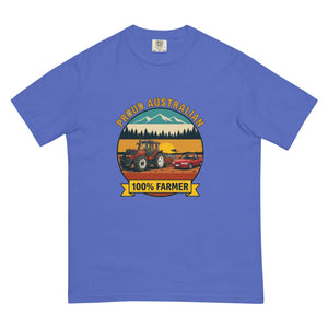 The Tractor Mugs Store Flo Blue FIATAGRI F130 PROUD AUSTRALIAN 100% FARMER Outdoor | Unisex Premium T-shirt Quality Farmers Merch
