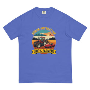 The Tractor Mugs Store Flo Blue FIATAGRI F140 PROUD AUSTRALIAN 100% FARMER Outdoor | Unisex Premium T-shirt Quality Farmers Merch