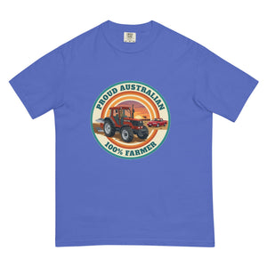 The Tractor Mugs Store Flo Blue FIATAGRI F140 PROUD AUSTRALIAN 100% FARMER Retro | Unisex Premium T-shirt Quality Farmers Merch