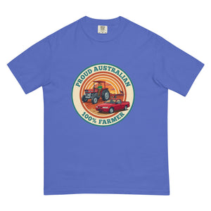 The Tractor Mugs Store Flo Blue Massey Ferguson 135 PROUD AUSTRALIAN 100% FARMER Retro | Unisex Premium T-shirt Quality Farmers Merch