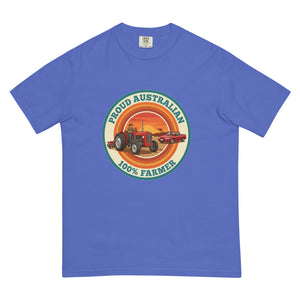 The Tractor Mugs Store Flo Blue Massey Ferguson 35X PROUD AUSTRALIAN 100% FARMER Retro | Unisex Premium T-shirt Quality Farmers Merch