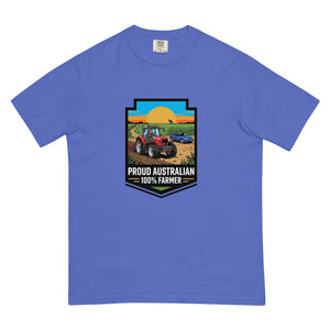 The Tractor Mugs Store Flo Blue Massey Ferguson 6480 PROUD AUSTRALIAN 100% FARMER Bright | Unisex Premium T-shirt Quality Farmers Merch
