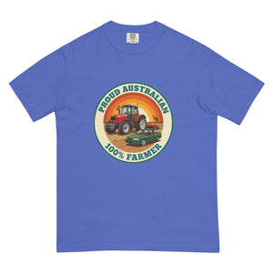 The Tractor Mugs Store Flo Blue Massey Ferguson 6480 PROUD AUSTRALIAN 100% FARMER Retro | Unisex Premium T-shirt Quality Farmers Merch