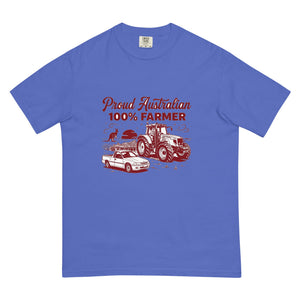 The Tractor Mugs Store Flo Blue Massey Ferguson 6480 PROUD AUSTRALIAN 100% FARMER Two Tone | Unisex Premium T-shirt Quality Farmers Merch