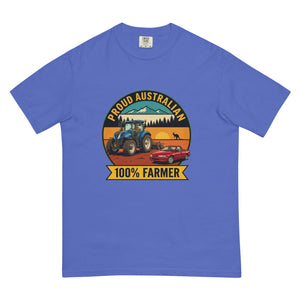 The Tractor Mugs Store Flo Blue New Holland T7.225 PROUD AUSTRALIAN 100% FARMER Outdoor | Unisex Premium T-shirt Quality Farmers Merch