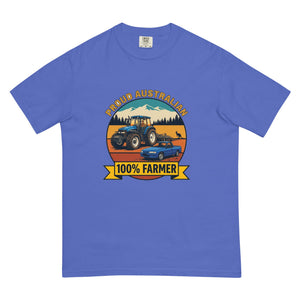 The Tractor Mugs Store Flo Blue New Holland TM 135 PROUD AUSTRALIAN 100% FARMER Outdoor | Unisex Premium T-shirt Quality Farmers Merch