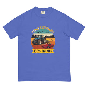 The Tractor Mugs Store Flo Blue New Holland TM 155 PROUD AUSTRALIAN 100% FARMER Outdoor | Unisex Premium T-shirt Quality Farmers Merch