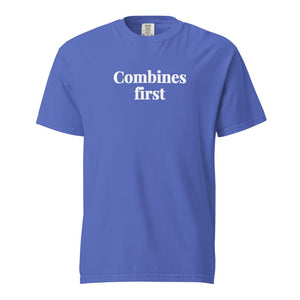 The Tractor Mugs Store Flo Blue / S Combines First | Unisex Premium T-shirt Quality Farmers Merch