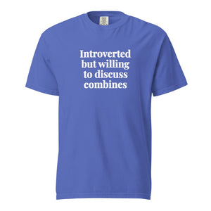 The Tractor Mugs Store Flo Blue / S Introverted But Willing To Discuss Combines | Unisex Premium T-shirt Quality Farmers Merch