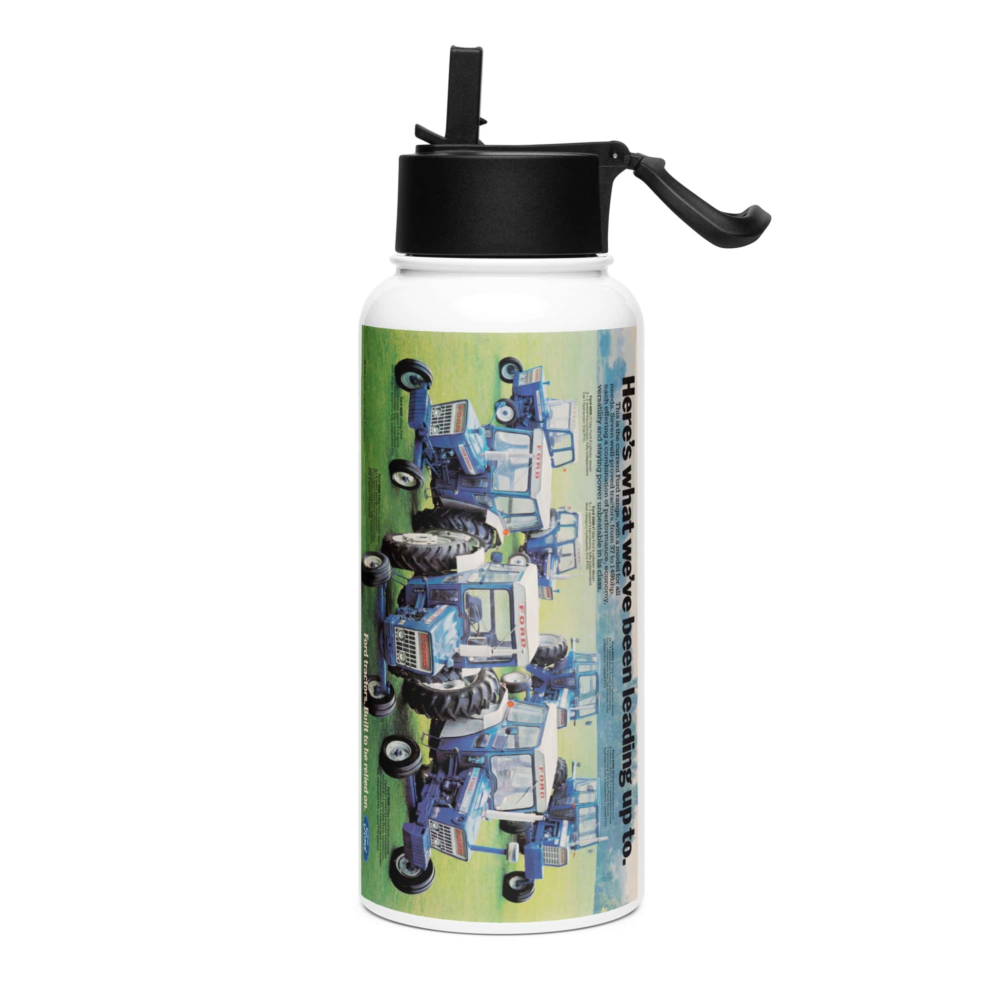 The Tractor Mugs Store Ford '000 Series Advert | Stainless steel water bottle with a straw lid Quality Farmers Merch
