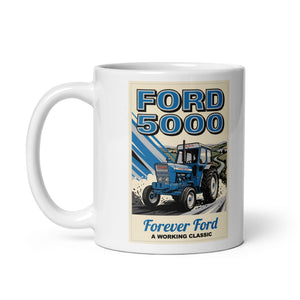 The Tractor Mugs Store Ford 5000 Retro | White Glossy Mug Quality Farmers Merch