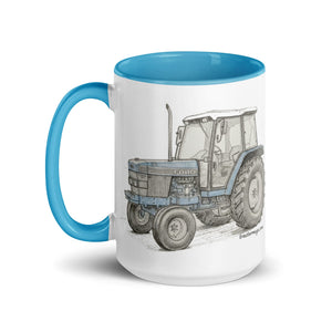 The Tractor Mugs Store Ford 6640 Pencil Sketch | Mug with Color Inside Quality Farmers Merch