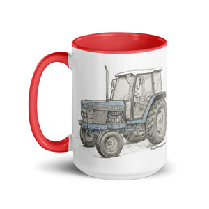 The Tractor Mugs Store Ford 6640 Pencil Sketch | Mug with Color Inside Quality Farmers Merch