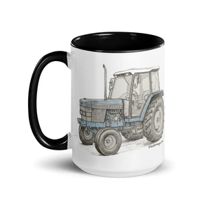 The Tractor Mugs Store Ford 6640 Pencil Sketch | Mug with Color Inside Quality Farmers Merch