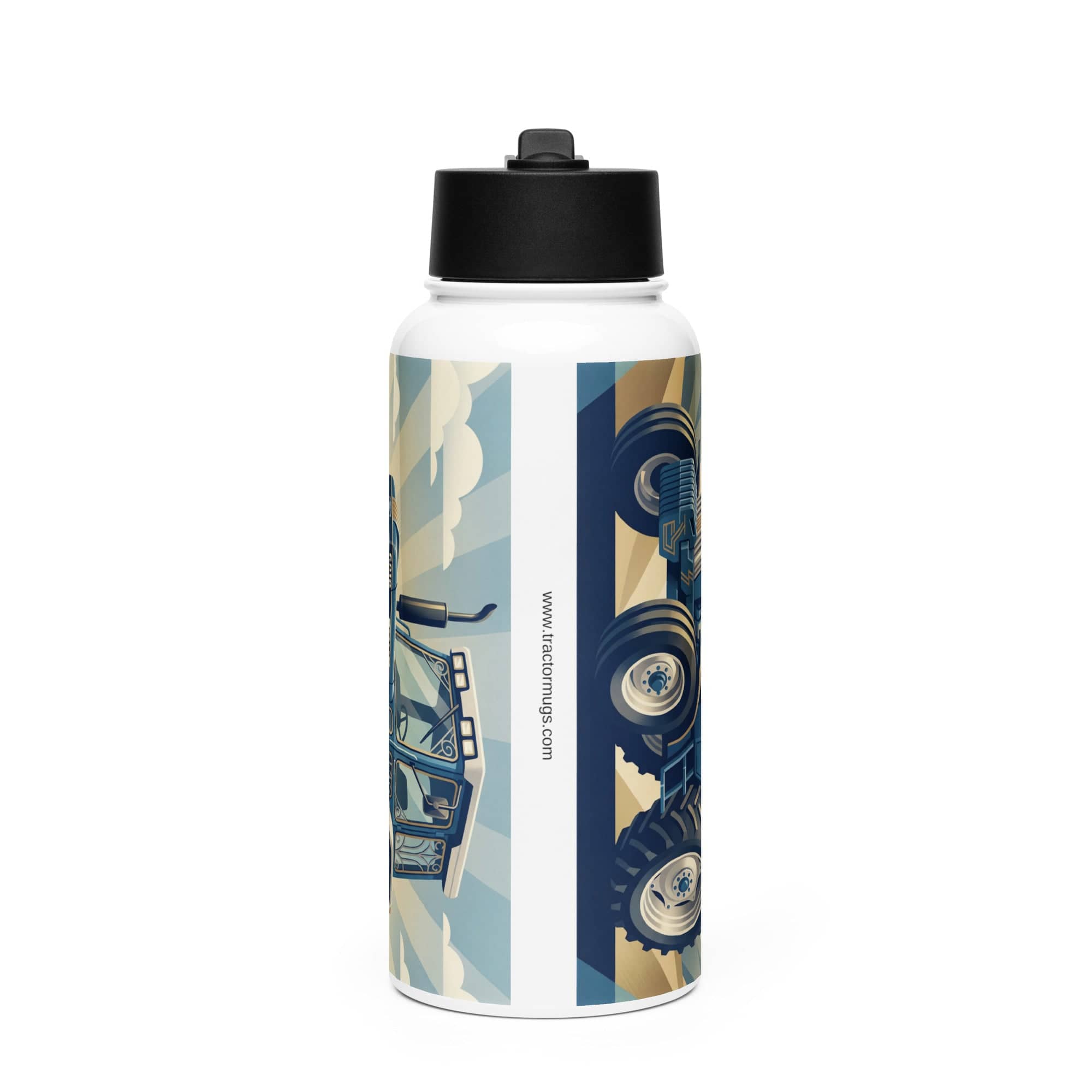 The Tractor Mugs Store Ford 6810 2WD | Art Deco Stainless steel water bottle with a straw lid Quality Farmers Merch