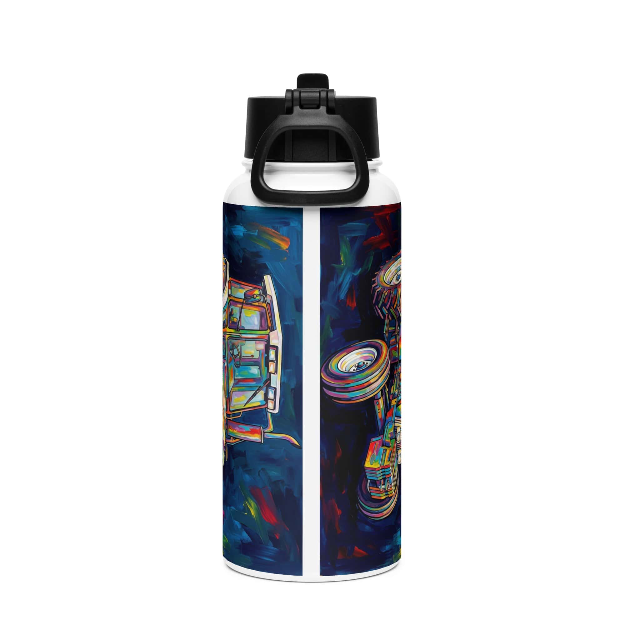 The Tractor Mugs Store Ford 6810 2WD | Splash Art Stainless steel water bottle with a straw lid Quality Farmers Merch