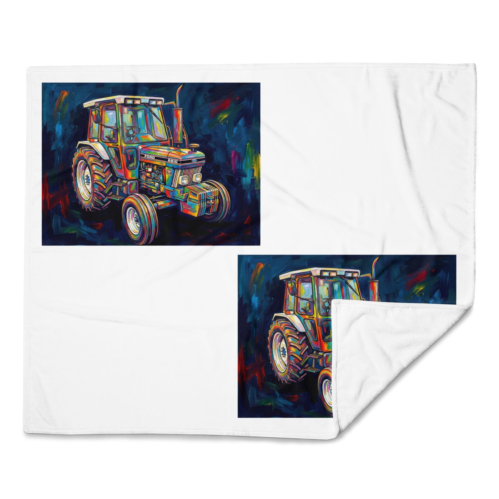 The Tractor Mugs Store Ford 6810 2WD | Splash Art Throw Blanket Quality Farmers Merch