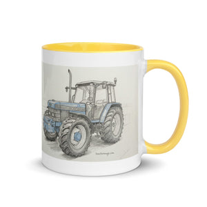 The Tractor Mugs Store Ford 8340 Pencil Sketch | Mug with Color Inside Quality Farmers Merch
