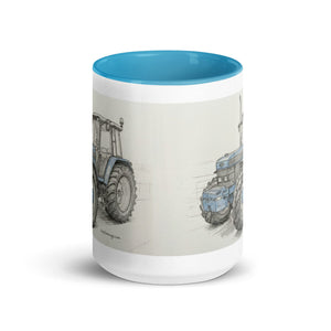 The Tractor Mugs Store Ford 8340 Pencil Sketch | Mug with Color Inside Quality Farmers Merch