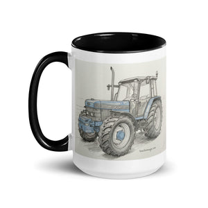 The Tractor Mugs Store Ford 8340 Pencil Sketch | Mug with Color Inside Quality Farmers Merch