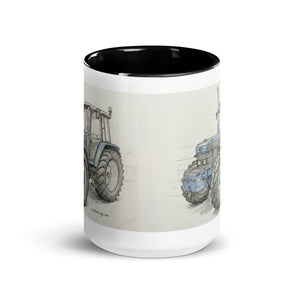The Tractor Mugs Store Ford 8340 Pencil Sketch | Mug with Color Inside Quality Farmers Merch