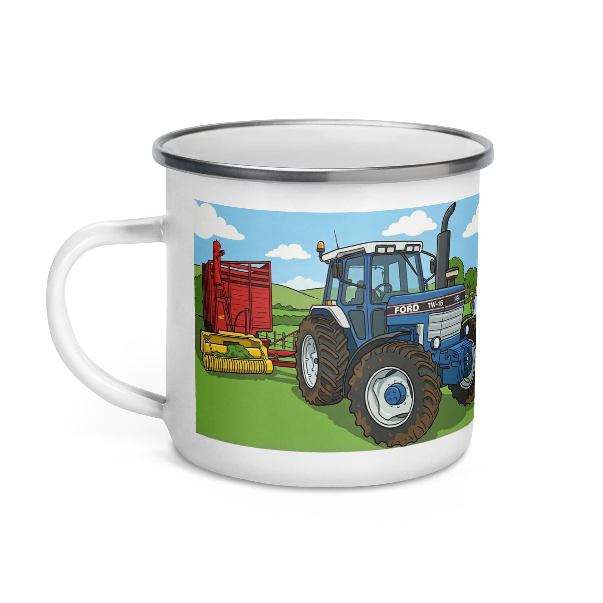 The Tractor Mugs Store Ford TW 15 + Silage Harvester | Enamel Mug Quality Farmers Merch