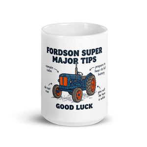 The Tractor Mugs Store Fordson Super Major Tips | White glossy mug Quality Farmers Merch