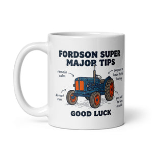 The Tractor Mugs Store Fordson Super Major Tips | White glossy mug Quality Farmers Merch