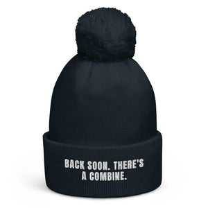 The Tractor Mugs Store French Navy Back Soon. There's a Combine. | Pom-Pom Beanie Quality Farmers Merch