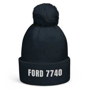 The Tractor Mugs Store French Navy Ford 7740 | Pom-Pom Beanie Quality Farmers Merch
