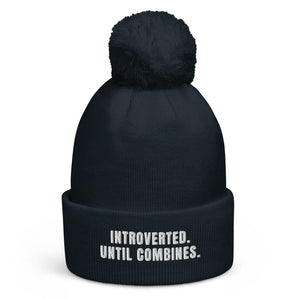 The Tractor Mugs Store French Navy Introverted. Until Combines. | Pom-Pom Beanie Quality Farmers Merch
