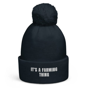 The Tractor Mugs Store French Navy It's A Farming Thing | Pom-Pom Beanie Quality Farmers Merch