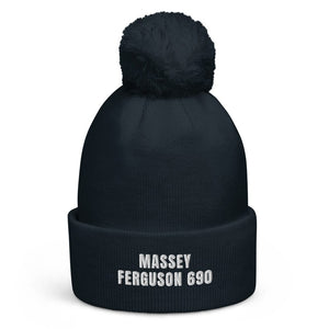 The Tractor Mugs Store French Navy Massey Ferguson 690 | Pom-Pom Beanie Quality Farmers Merch