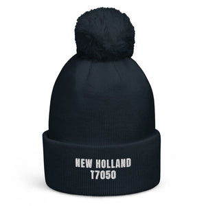 The Tractor Mugs Store French Navy New Holland T7050 | Pom-Pom Beanie Quality Farmers Merch