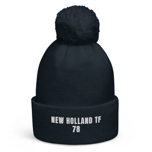 The Tractor Mugs Store French Navy New Holland TF 78 | Pom-Pom Beanie Quality Farmers Merch