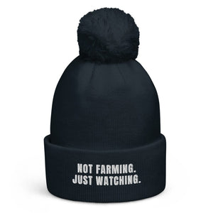 The Tractor Mugs Store French Navy Not Farming. Just Watching. | Pom-Pom Beanie Quality Farmers Merch